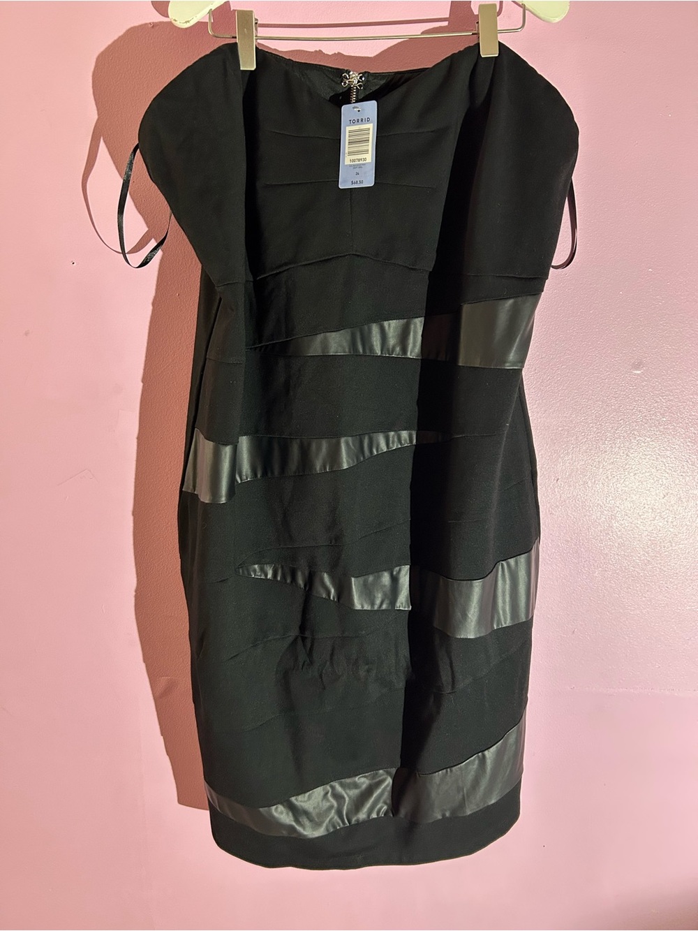 torrid Black Strapless Faux-Leather Trim Cocktail Dress